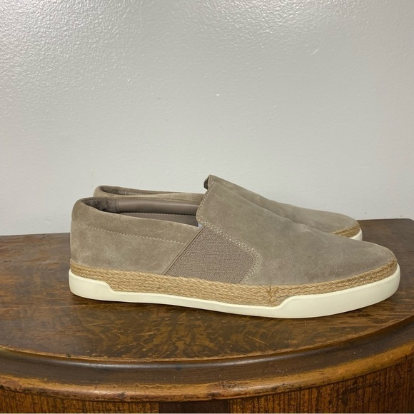 Vince taupe Johan Round Toe Slip On Leather Espadrille sneakers - Picture 1 of 12